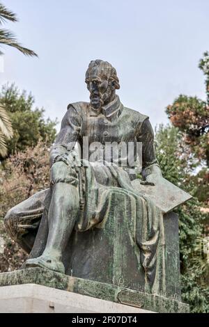 Monument à la sculpture du peintre baroque Francisco Ribalta, naturalisme personnel et chiaroscuro intense du XVIIe siècle dans le parc de Castello Banque D'Images