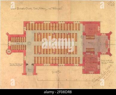 Plan de St Michael et tous les Anges Ardsley est 1881. Banque D'Images