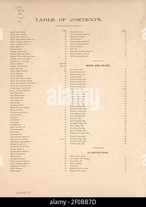 Livre de Plat et enregistrement statistique du comté de Noble, Indiana - contenant une brève histoire du comté, des cantons, des villes et des grandes villes, ainsi qu'une grande carte de l'Indiana et une carte de contour de Banque D'Images