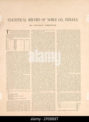 Livre de Plat et enregistrement statistique du comté de Noble, Indiana - contenant une brève histoire du comté, des cantons, des villes et des grandes villes, ainsi qu'une grande carte de l'Indiana et une carte de contour de Banque D'Images