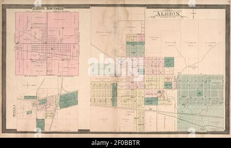 Livre de Plat et enregistrement statistique du comté de Noble, Indiana - contenant une brève histoire du comté, des cantons, des villes et des grandes villes, ainsi qu'une grande carte de l'Indiana et une carte de contour de Banque D'Images