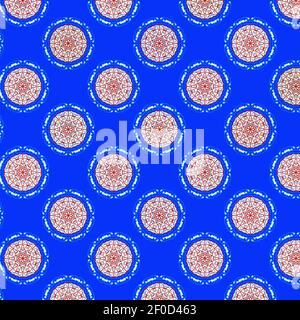 illustration de conception simple mandala art dans fond bleu Banque D'Images