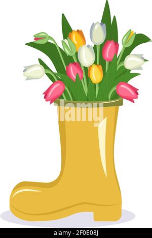 Fleurs de printemps et d'été mignonnes dans un vase Illustration de Vecteur