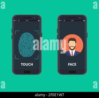 Smartphone avec reconnaissance faciale Illustration de Vecteur