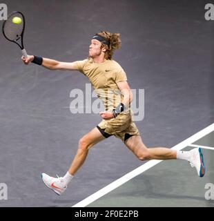 Rotterdam, pays-Bas, 6 mars 2021, Tournoi de tennis mondial ABNAMRO, Ahoy, demi-finale: Andrey Rublev (RUS).photo: www.tennisimages.com/ Banque D'Images