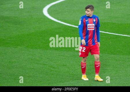 Alejandro Pozo d'Eibar pendant le championnat d'Espagne la Ligue football match entre Cadix CF et SD Eibar le 6 mars 2021 au stade Ramon de Carranza à Cadix, Espagne - photo Joaquin Corchero / Espagne DPPI / DPPI / LiveMedia Banque D'Images