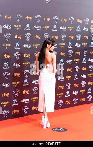 Malaga, Espagne. 6 mars 2021. La chanteuse Aitana assiste au tapis rouge précédant le Gala des Goya Awards 2021 à Malaga . 06 mars 2021. Photo d'Alterphotos/Francis González/ABACAPRESS.COM crédit: Abaca Press/Alay Live News Banque D'Images