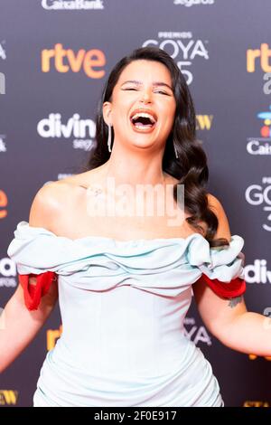 Malaga, Espagne. 6 mars 2021. La chanteuse Naty Peluso assiste au tapis rouge précédant le Gala des Goya Awards 2021 à Malaga . 06 mars 2021. Photo d'Alterphotos/Francis González/ABACAPRESS.COM crédit: Abaca Press/Alay Live News Banque D'Images