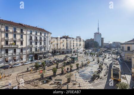 Gare de Porta Genova à Milan, ITALIE - 8 février 2021. Banque D'Images