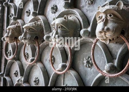 Venise, Italie. Détail de la porte de la basilique Saint-Marc (Saint-Marc Basilique de Mark), Saint-Marc Banque D'Images