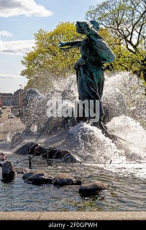 La célèbre Fontaine Gefion près de Kastellet à Copenhague - Danemark Banque D'Images