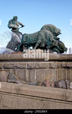 La célèbre Fontaine Gefion près de Kastellet à Copenhague - Danemark Banque D'Images
