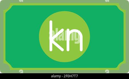 Croatie Kuna devise signe Vert Note icône Vector pour mobile Applications et sites Web Illustration de Vecteur