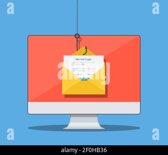 Connectez-vous au compte dans l'enveloppe de l'e-mail Illustration de Vecteur