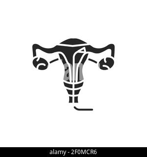 Traitement au laser pathologie cervicale icône en glyphe noir. Contrôle du système reproducteur féminin. Inscrivez-vous pour accéder à la page Web, à l'application mobile, au bouton et au logo. Vecteur isolé Illustration de Vecteur