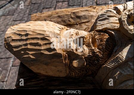 Statue en bois sculpté de Saint Valentin, patron de terni Banque D'Images