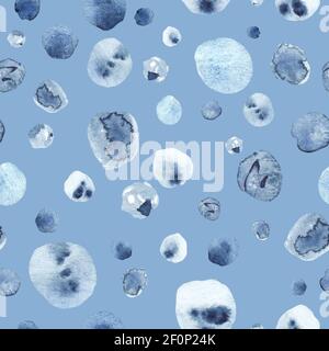 Aquarelle peinte à la main, motif bleu jardin frais sans couture Banque D'Images