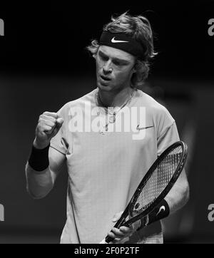 Rotterdam, pays-Bas, 7 mars 2021, Tournoi de tennis mondial ABNAMRO, Ahoy, finale: Andrey Rublev (RUS). Photo : www.tennisimages.com/henkkoster Banque D'Images