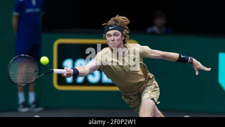 Rotterdam, pays-Bas, 7 mars 2021, Tournoi de tennis mondial ABNAMRO, Ahoy, finale: Andrey Rublev (RUS). Photo : www.tennisimages.com/henkkoster Banque D'Images
