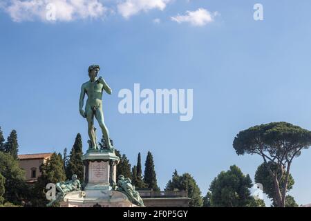 Statue de David, Piazza Michelangelo à Florence, Italie Banque D'Images