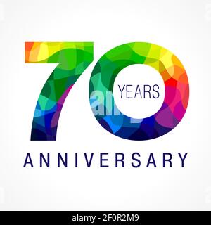 numéros du 70 e anniversaire. logotype de 70 ans. Des couleurs vives. Modèle de conception graphique abstrait isolé. Creative 7, 0 chiffres 3D. Jusqu'à 70 percen Illustration de Vecteur