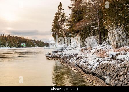 Parc national Fathom Five Comté de Grey Sauble Péninsule-Bruce Ontario Canada Banque D'Images