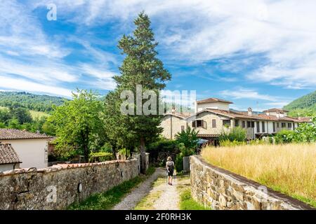 Italie Bologne Florence à pied, marche de Dei trekking sur les Apennines toscan-Emiliennes Banque D'Images