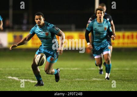 Bridgend, Royaume-Uni. 06e mars 2021. Ashton Hewitt des Dragons en action. Guinness Pro14 Rugby Match, Osprey v Dragons au Morganstone Brewery Field de Bridgend, dans le sud du pays de Galles, le samedi 6 mars 2021. photo par Andrew Orchard/Andrew Orchard Sports Photography/Alay Live News crédit: Andrew Orchard Sports Photography/Alay Live News Banque D'Images