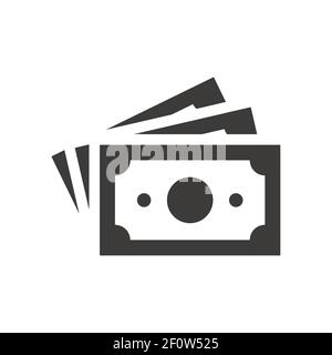 Icône de vecteur noir de billets d'argent. Argent, symbole billet de banque en papier. Illustration de Vecteur