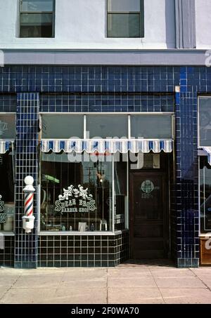 Années 1980 États-Unis - Shear Brothers Barber Shop Ogden Utah ca. 1980 Banque D'Images