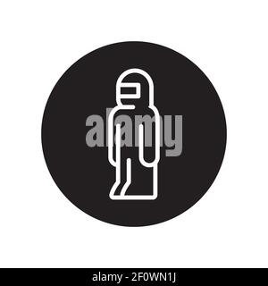 Icône en glyphe noir de l'ouvrier en costume de protection. Elément vectoriel isolé. Illustration de Vecteur