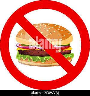 Panneau aucun hamburger autorisé. Illustration de Vecteur