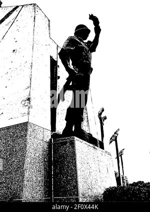 Le vecteur du monument Maqam Echahid. Ouvert en 1982 pour le 20e anniversaire de l'indépendance de l'Algérie construit en forme de trois feuilles de palmier debout. Illustration de Vecteur