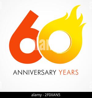 numéros du 60 e anniversaire. logotype de 60 ans. Des couleurs vives. Modèle de conception graphique abstrait isolé. Chiffres 3D du signe 0 créatif. Jusqu'à 60 perc Illustration de Vecteur