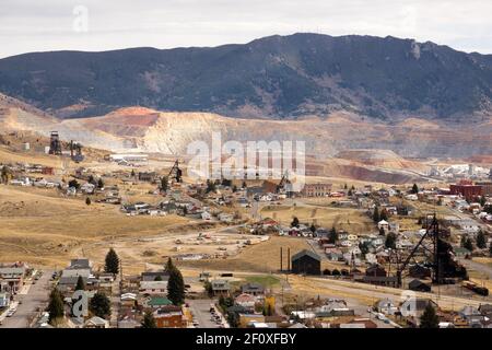 Activités minières Maisons Équipement Walkerville Butte Montana USA Banque D'Images