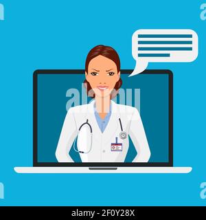 Consultation et assistance médicale en ligne. Illustration de Vecteur
