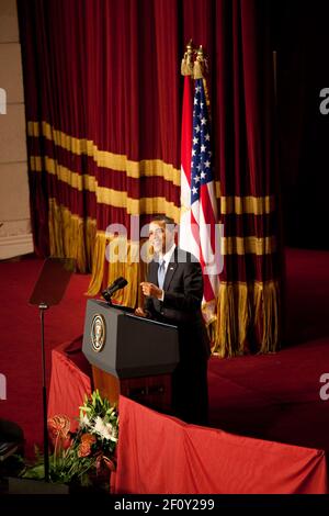 Le président Barack Obama s'exprime à l'Université du Caire, au Caire, en Égypte. Jeudi 4 juin 2009. Banque D'Images