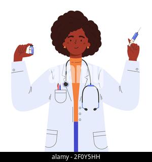 Médecin avec tube à essai dans une blouse médicale. Illustration de Vecteur