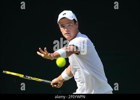 WIMBLEDON 2010. 2ÈME JOUR 22/6/2010 JAMIE BAKER PENDANT SON MATCH AVEC ANDREAS BECK. PHOTO DAVID ASHDOWN Banque D'Images