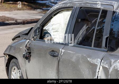 Accident de la route, retournement, Saginaw, MI, États-Unis, Par James D Coppinger/Dembinsky photo Assoc Banque D'Images