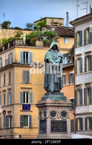 Statue de Giordano Bruno dans le Campo dei Fiori à Rome, Italie Banque D'Images