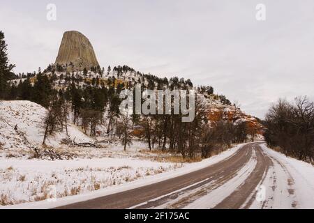 Un hiver froid monument situé dans l'état du Wyoming Banque D'Images