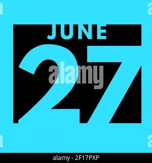 Juin 27 . icône de calendrier quotidien plat .date, jour, mois .calendrier pour le mois de juin Banque D'Images