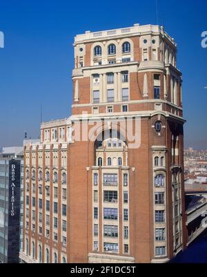 PALACIO DE LA PRENSA CONSTRUCCION DEL 1928 ESTA SITUADO EN LA PLAZA DE CALLAO Nº 4 ESQUINA A LA CALLE GRAN VIA NUMERO 46. AUTEUR: MUGURUZA OTAÑO PEDRO. EMPLACEMENT : PALACIO DE LA PRENSA. MADRID. ESPAGNE. Banque D'Images