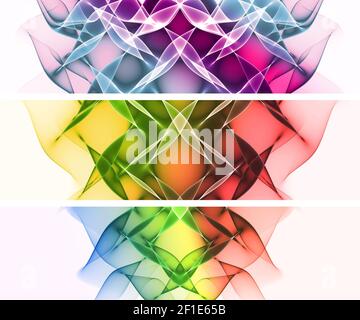 Illustration 3D d'un ensemble de bannières colorées avec une courbe abstraite superposée formes pour l'art créatif et la conception de sites web Banque D'Images