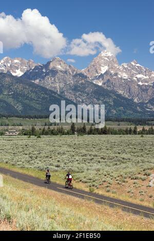 Vélo de course sur un sentier Grand Teton Banque D'Images