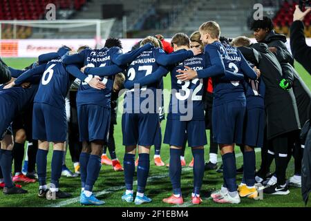 Farum, Danemark. 7 mars 2021. Joueurs du FC Nordsjaelland vus avant le match 3F Superliga entre le FC Nordsjaelland et AC Horsens en droit de Dream Park à Farum. (Crédit photo : Gonzales photo/Alamy Live News Banque D'Images