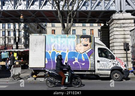 Peintures sur camions - Barbès - Paris - France Banque D'Images