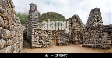 Machu Picchu, détail de la ville péruvienne incan, site du patrimoine mondial de l'unesco, vallée sacrée, région de Cusco, sentier Inca, Pérou Banque D'Images