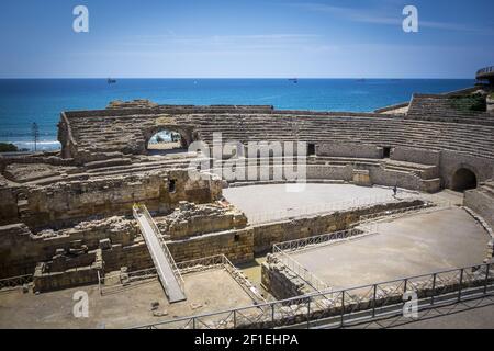 Amphithéâtre romain à Tarragone, Espagne Banque D'Images